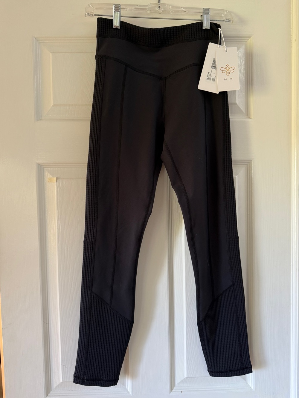 Johnny Was Black Textured Side-Panel Active Leggings
